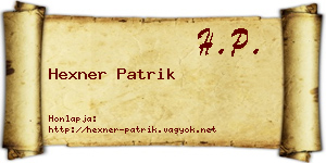 Hexner Patrik névjegykártya